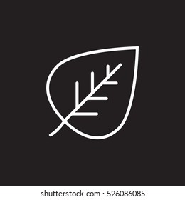 Eco symbol. Leaf line icon, outline vector sign, linear pictogram isolated on black. logo illustration