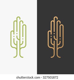 Eco symbol, palm in a tree shape. Bio logo, environmental sign. Humanity and ecology protection logotype. 
