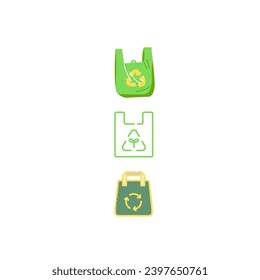 ECO symbols. Replacement plastic bags. Save Earth ecology. Flat vector illustration isolated on white background.