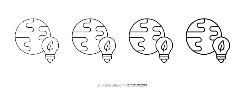 Eco System Icons Vector Set In Different Stroke Line Style