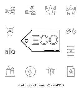Eco tag icon. Set of ecology sign icons. Signs, outline eco collection, simple thin line icons for websites, web design, mobile app, info graphics on white background