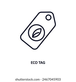 eco tag outline icon.  Thin line icon from commerce collection. Editable vector isolated on white background
