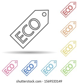 Eco tag outline in multi color style icon. Simple thin line, outline vector of ecology icons for ui and ux, website or mobile application