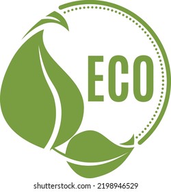 Eco tag. Round green healthy product label