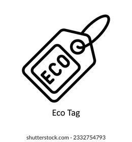 Umriss-Vektorgrafik-Design-Illustration des Eco-Tag-Vektors. Symbol für Natur und Umwelt auf weißem Hintergrund EPS10-Datei