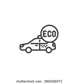Eco taxi service line icon. linear style sign for mobile concept and web design. eco taxi car outline vector icon. Symbol, logo illustration. Vector graphics