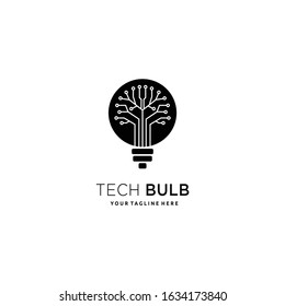 Eco tech energy idea logo design concept, plant growing inside the light bulb