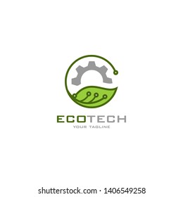 Eco Tech Gear Leaf Logo Designs