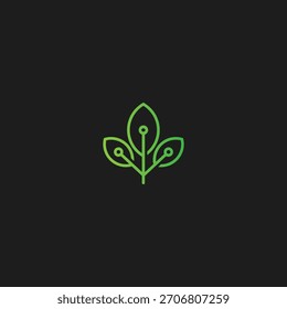 Eco tech leaf logo Icon flat vector design.