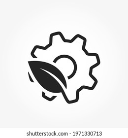 Eco tech line icon. mechanical gear and leaf. environment, eco technology and eco friendly industry symbol. isolated vector image