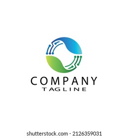 Eco Tech Logo For Business, Vector Illustration