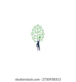 Eco tech logo icon flat vector design