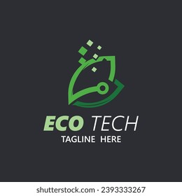 Eco technology business vector design modern. Nature technology logo with leaf and circuit tech minimalist vector illustration