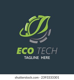 Diseño de vectores de negocios de tecnología ecológica moderno. Logo de la tecnología de la naturaleza con ilustración de vector minimalista con tecnología de hoja y circuito