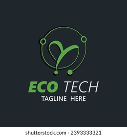 Diseño de vectores de negocios de tecnología ecológica moderno. Logo de la tecnología de la naturaleza con ilustración de vector minimalista con tecnología de hoja y circuito