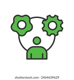 Eco technology cycle, in line design, green. Eco, technology, cycle, sustainable, renewable, energy, environment on white background vector. Eco technology cycle editable stroke icon.