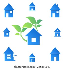 Eco technology and industry sign. Eco house.
