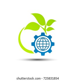  Eco technology and industry sign with shadow.