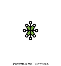 Eco Technology Logo Icon Design Template. Green, Leaf, Circle Vector Illustration