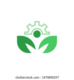 Eco technology logo template vector green tech icon design