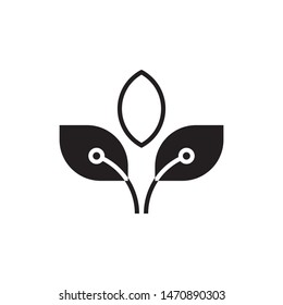 Eco technology logo template vector green tech icon design
