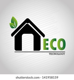 eco technology over  beige background vector illustration