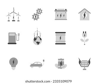 Eco Technology, Vector Icon Style Logo Set Design of environment, renewable energy, sustainable technology, recycling, ecology solutions. Website, mobile app design, electric car, bio technology