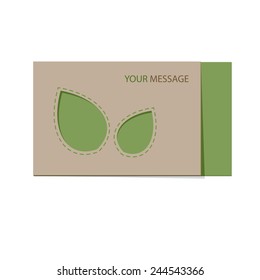 Eco template for card with leaves and text message. Vector illustration