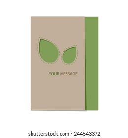 Eco template for card with leaves and text message. Vector illustration