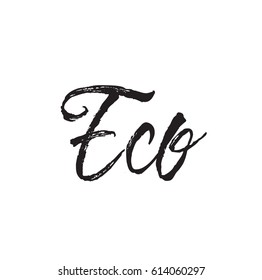 eco, text design. Vector calligraphy. Typography poster. Usable as background.