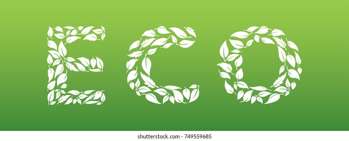 Eco text made from leaves.