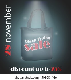 Eco textile bag with labeled Black Friday sale. Vector Illustration eps 10