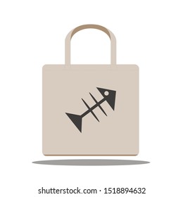 Eco textile tote shopper bag, Good for branding design, fabric cloth bag empty template, eco bag cloth for shopping, cloth bags to reduce waste plastic, Vector illustration.