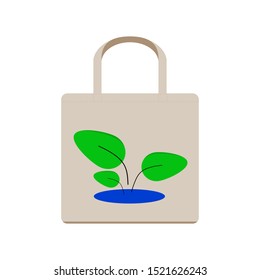 Eco textile tote shopper bag, Good for branding design, fabric cloth bag empty template, eco bag cloth for shopping, cloth bags to reduce waste plastic, Vector illustration.