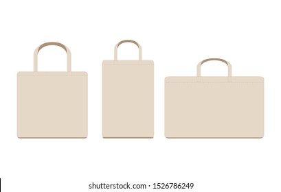 Eco textile tote shopper bag, Good for branding design, fabric cloth bag empty template, eco bag cloth for shopping, cloth bags to reduce waste plastic, Vector illustration.