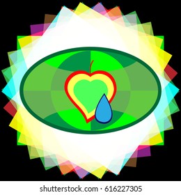 Eco texture. Background for ecology. Pure heart and a drop of water