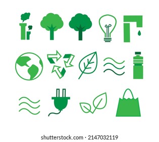 Eco themed green icons - EPS 10 vectors