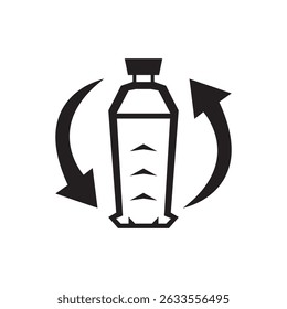 Eco themed vector silhouette of a recyclable plastic bottle