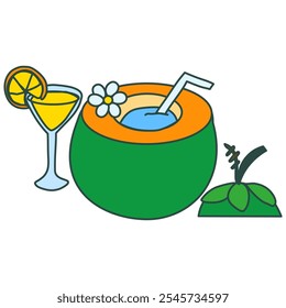 Eco thing coconut fruits and lemon juice. Healthy drink good for body