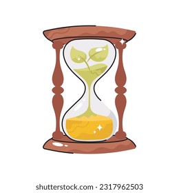 Eco time hourglass doodle vector outline Sticker. EPS 10 file