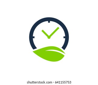 Eco Time Icon Logo Design Element