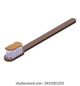 Icono de cepillo de dientes ecológico vector isométrico. Cuidados de la piel de sodio. Tubo flotante