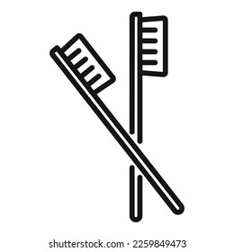 Vector de contorno del icono del cepillo de dientes ecológico. Reciclar contenedor. Plástico biodegradable