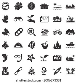 Eco Tourism Icons. Black Scribble Design. Vector Illustration.