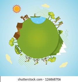 Eco tourism, mountaineering. Vector.