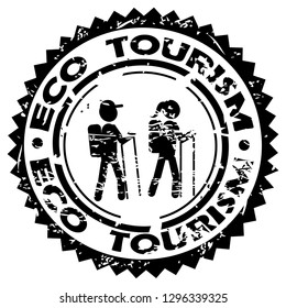 Eco Tourism Rubber Stamp With Tourists