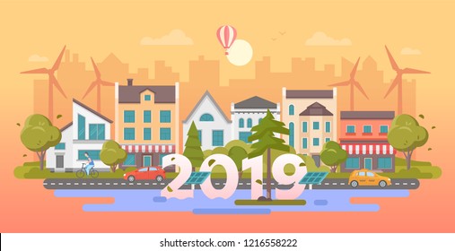 Eco town - modern flat design style vector illustration Eco town - modern flat design style vector illustration