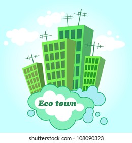 Eco Town on a cloud (vector)