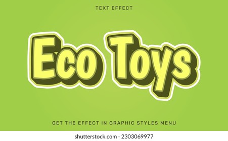 Eco toys text effect template in 3d style. Suitable for brand or business logo