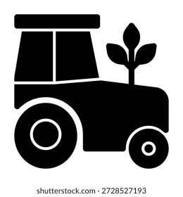Ícone de trator ecológico estilo sólido transparente
